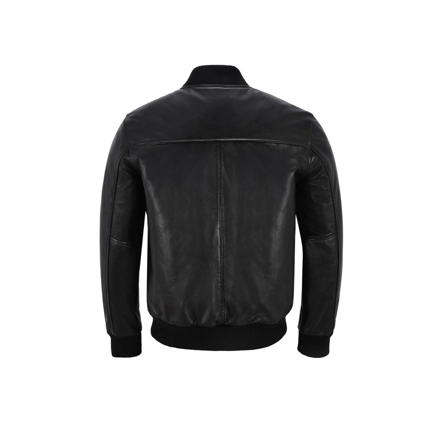 Black leather jacket on a white background