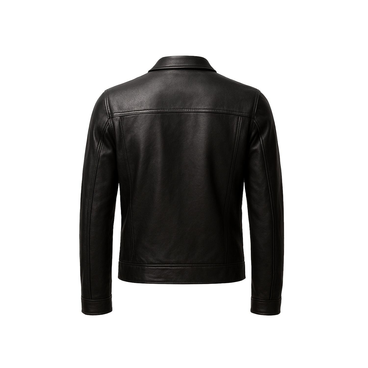 Black leather jacket on a white background