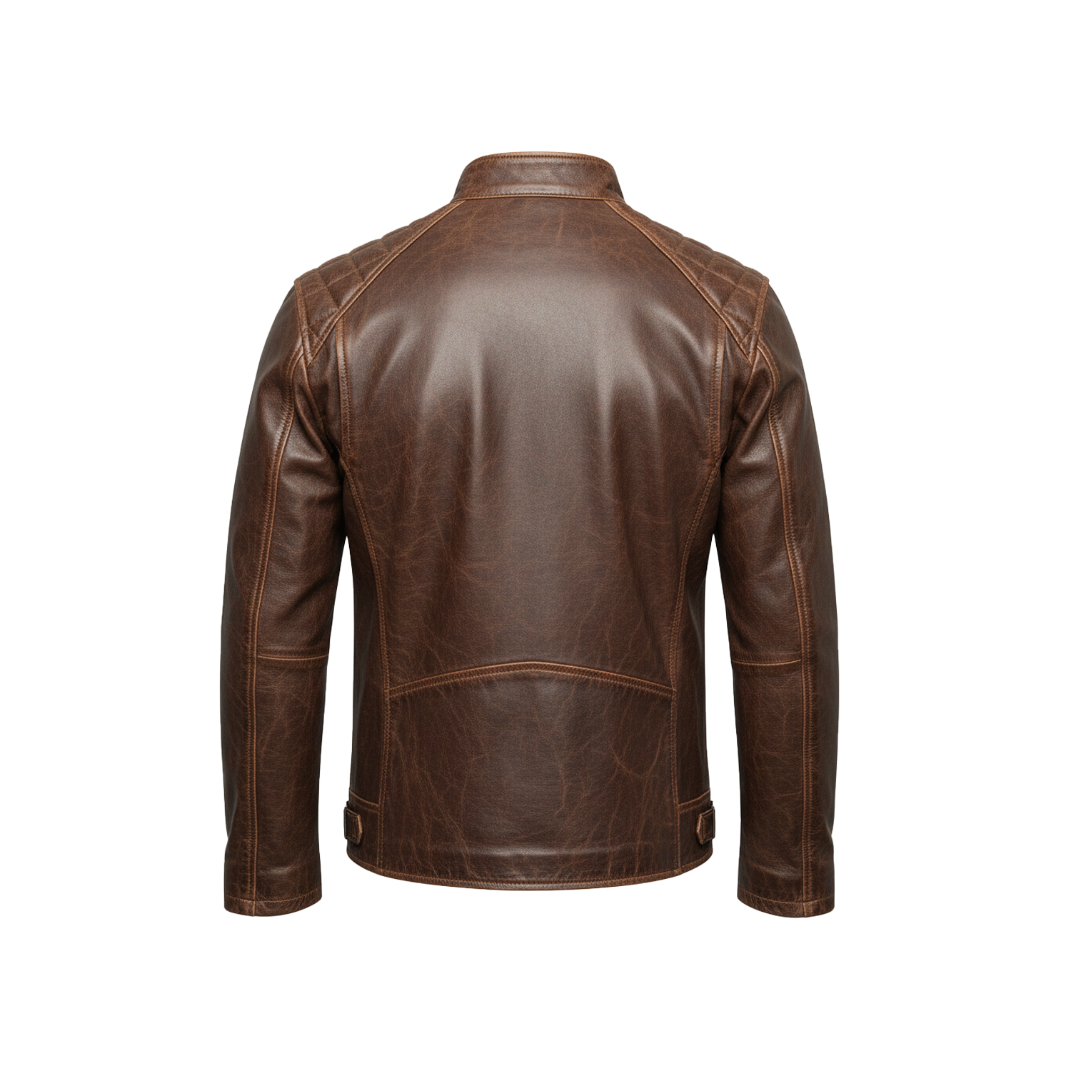 Brown leather jacket on a white background