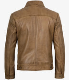 Harrington Cut Yellow Waxed Leather Jacket for Men