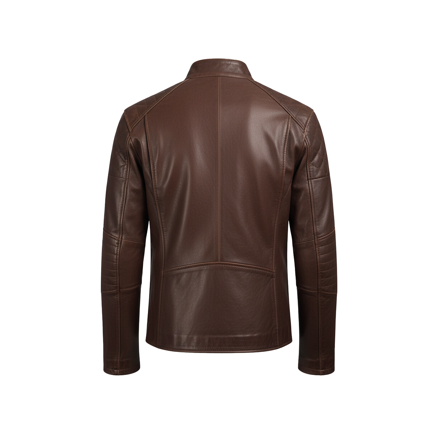 Brown leather jacket on a white background
