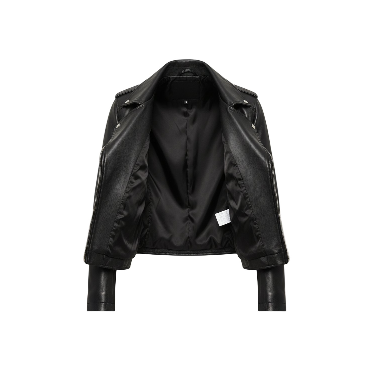 Classic black biker jacket for women