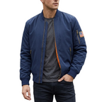Men's Trending Navy Blue Bomber Jacket