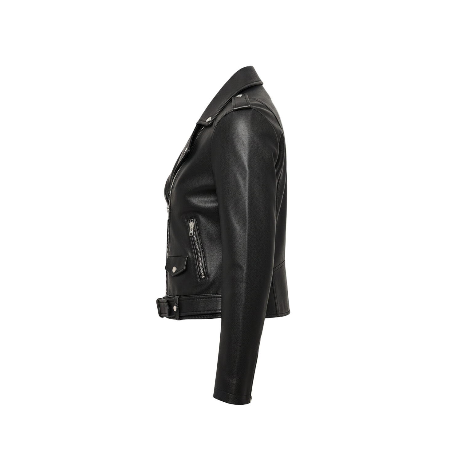 Classic black biker jacket for women