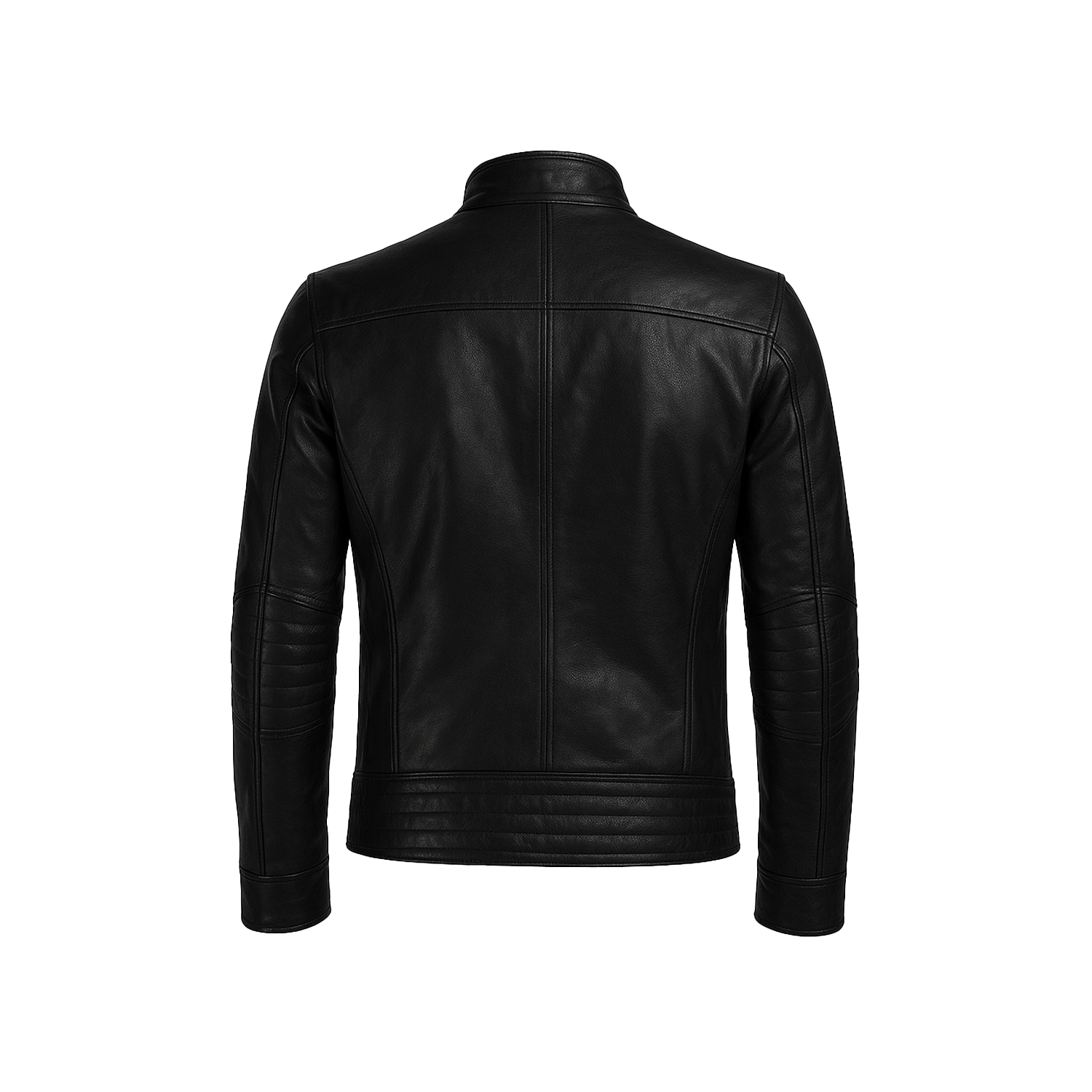 Black leather jacket on a white background