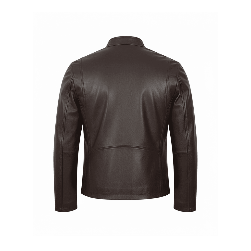 Brown leather jacket on a white background