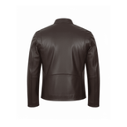 Brown leather jacket on a white background