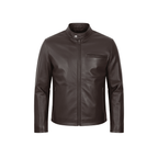 Brown leather jacket on a white background