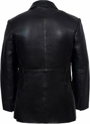 Men's Black Leather Blazer Jacket
