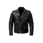 Black leather jacket on a white background