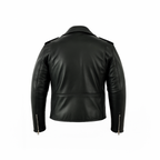Black leather jacket on a white background