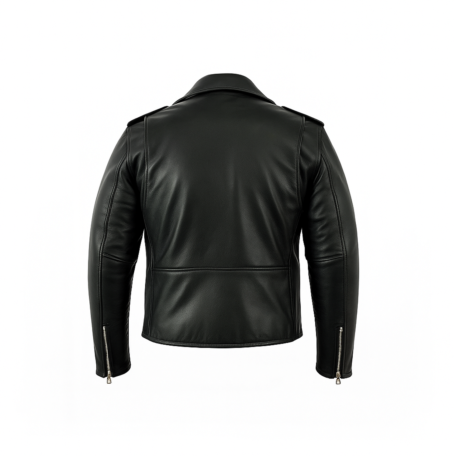 Black leather jacket on a white background