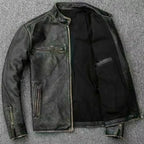 Men’s Distressed Black Leather Biker Jacket