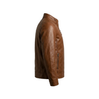Men’s Brown Lambskin Leather Cafe Racer Jacket