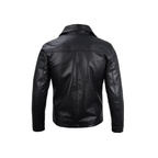 Black leather jacket on a white background