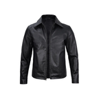 Black leather jacket on a white background