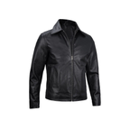 Black leather jacket on a white background