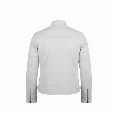 Light gray leather jacket on a white background