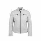 Light gray jacket with black zippers on a white background