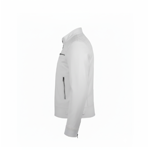 White jacket with a zipper on a white background