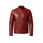 Red leather jacket on a white background