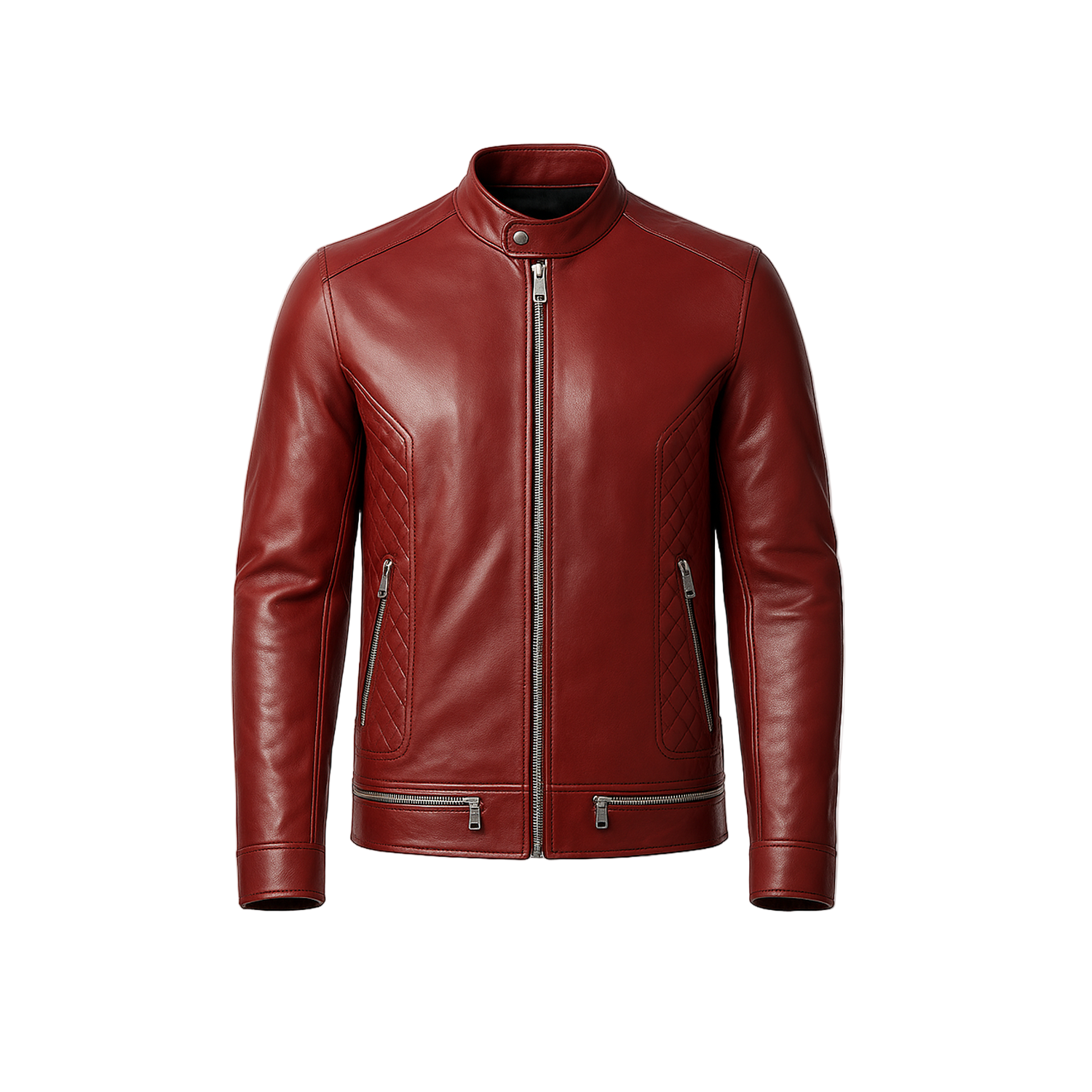Red leather jacket on a white background