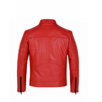 Men’s Red Genuine Sheepskin Leather Biker Jacket