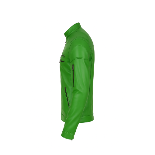 Men’s Premium Green Leather Biker Jacket