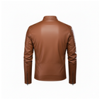 Brown leather jacket on a white background