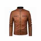 Brown leather jacket on a white background