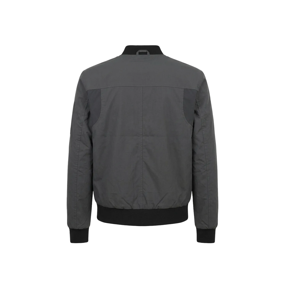 Men’s Charcoal Gray Real Leather Bomber Jacket