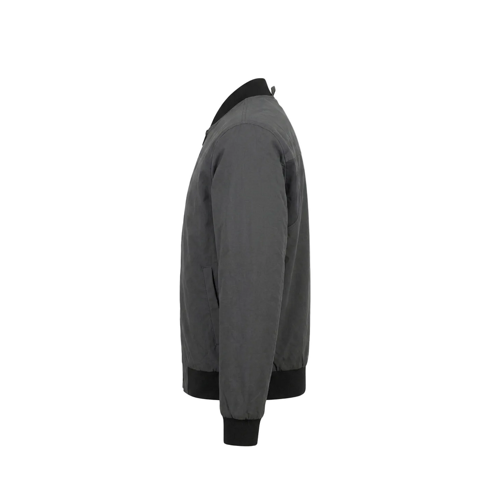 Men’s Charcoal Gray Real Leather Bomber Jacket