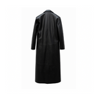Handcrafted Men's Black Lambskin Leather Long Coat