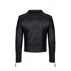 Men’s Genuine Lambskin Leather Quilted Biker Jacket