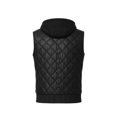 Black Hooded Sleeveless Jacket for Casual & Streetwear Style
