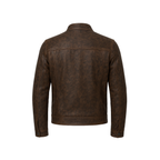 Brown leather jacket on a white background