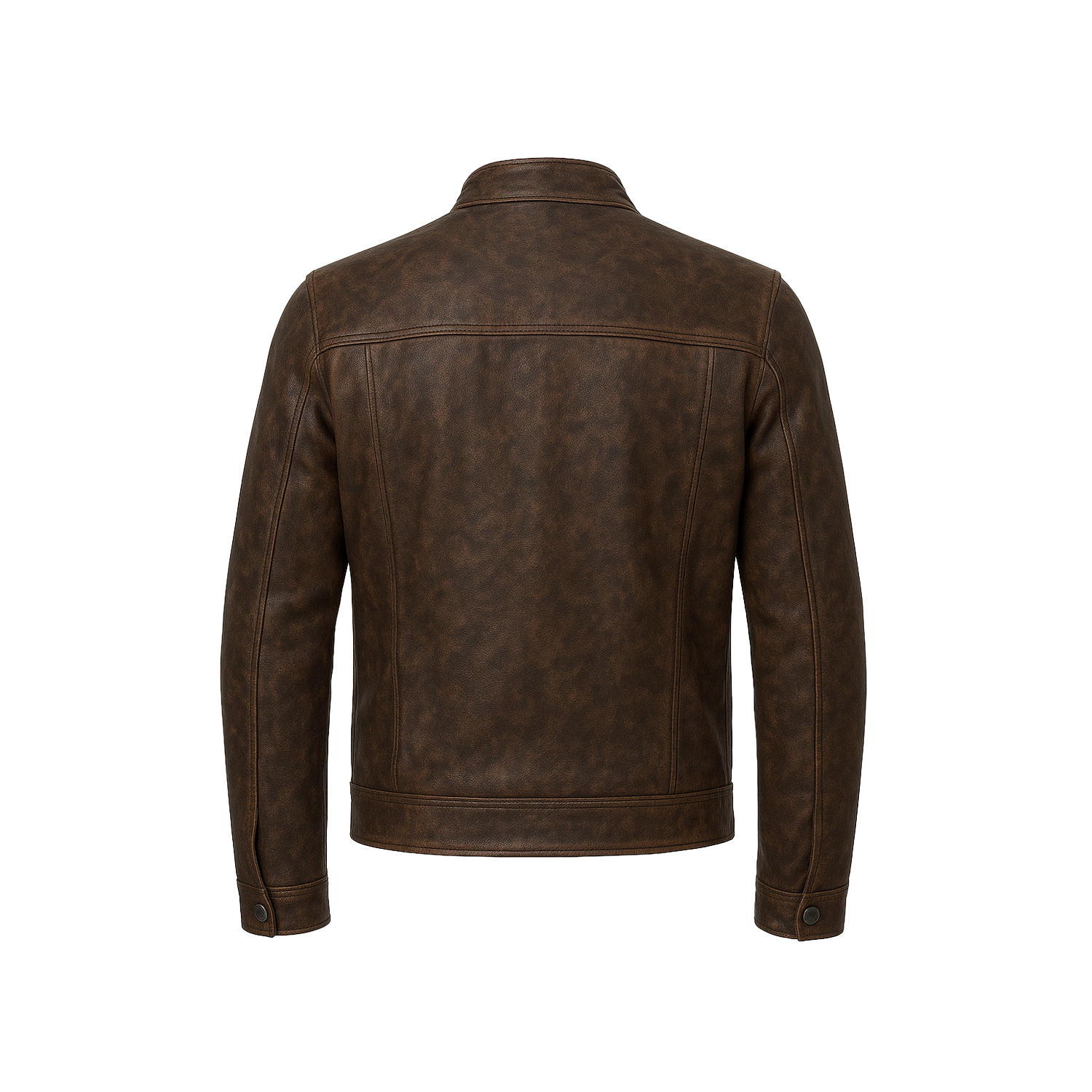 Brown leather jacket on a white background