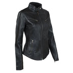 Women’s Black Real Leather Café Racer Biker Jacket