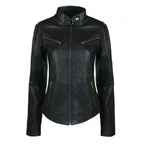 Women’s Black Real Leather Café Racer Biker Jacket
