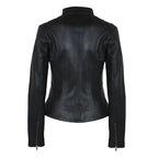 Women’s Black Real Leather Café Racer Biker Jacket