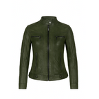 Women’s Olive Green 100% Pure Sheepskin Leather Biker Motorcycle Jacket