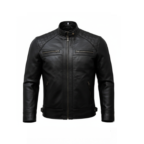 Men’s Black Genuine Leather Biker Jacket