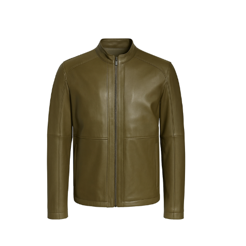 Men’s Olive Green Lambskin Leather Jacket