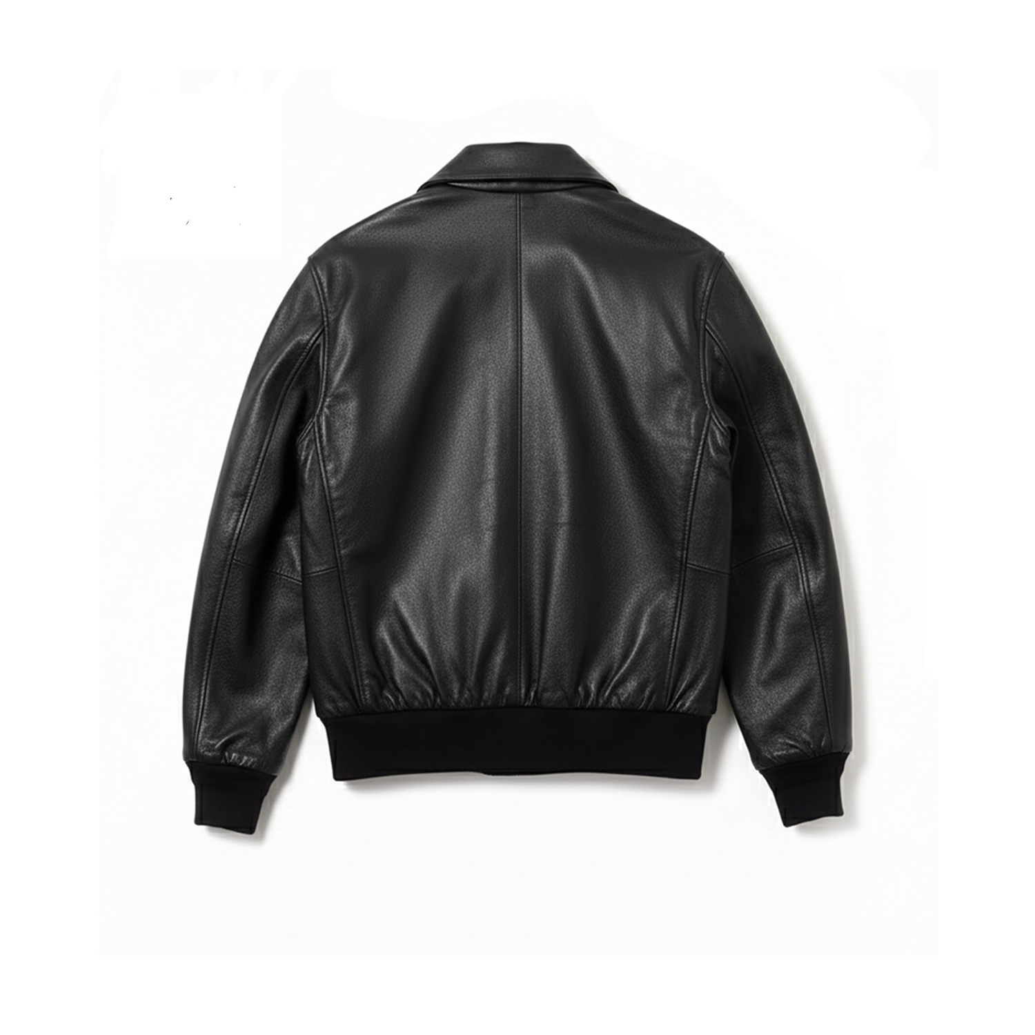 Black leather jacket on a white background