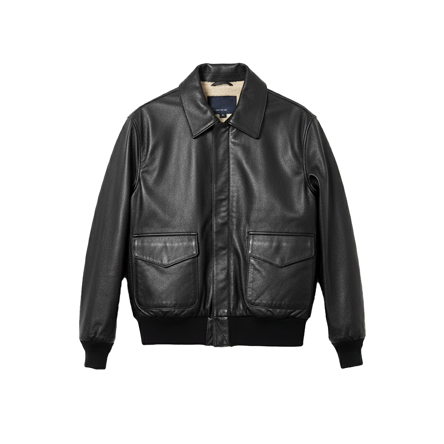 Black leather jacket on a white background