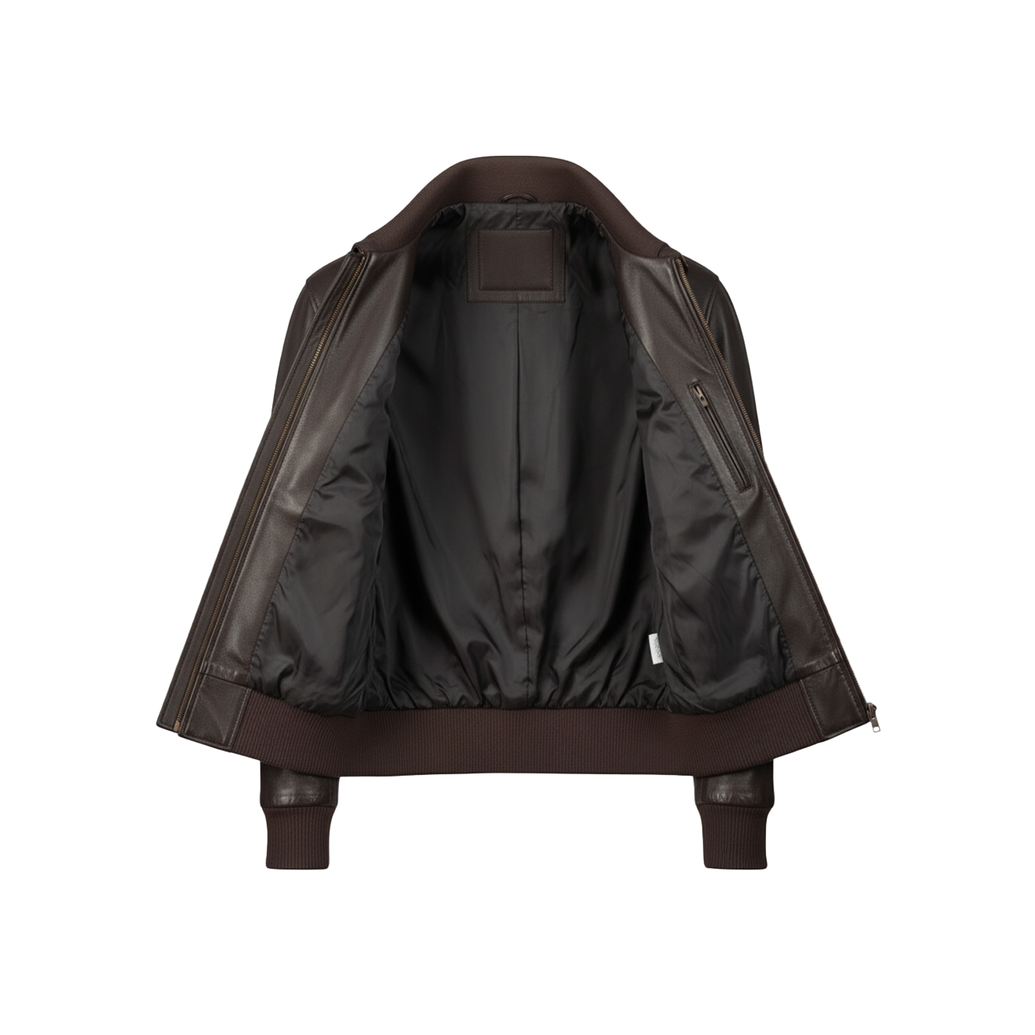 Brown jacket with open front on a white background