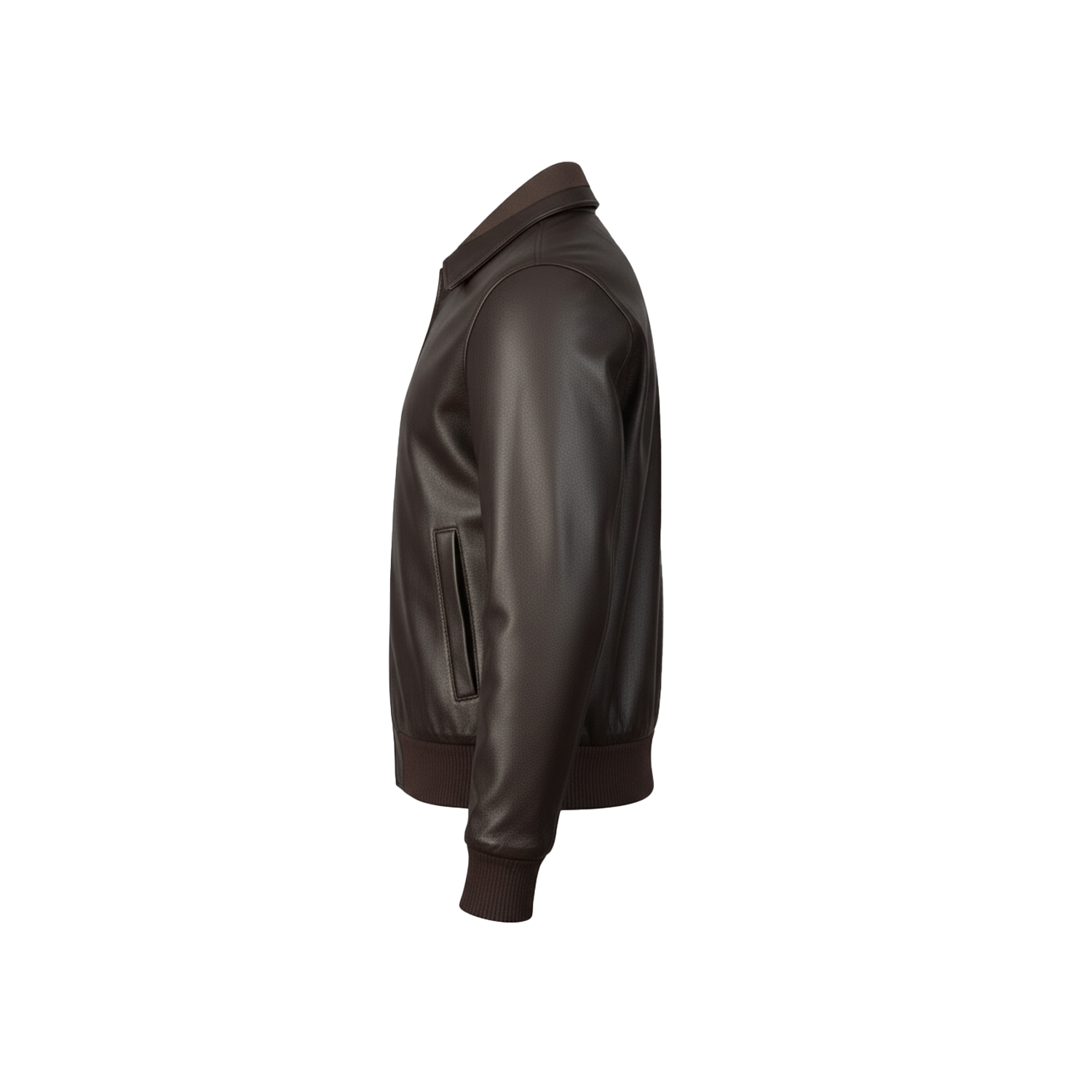 Brown leather jacket on a white background