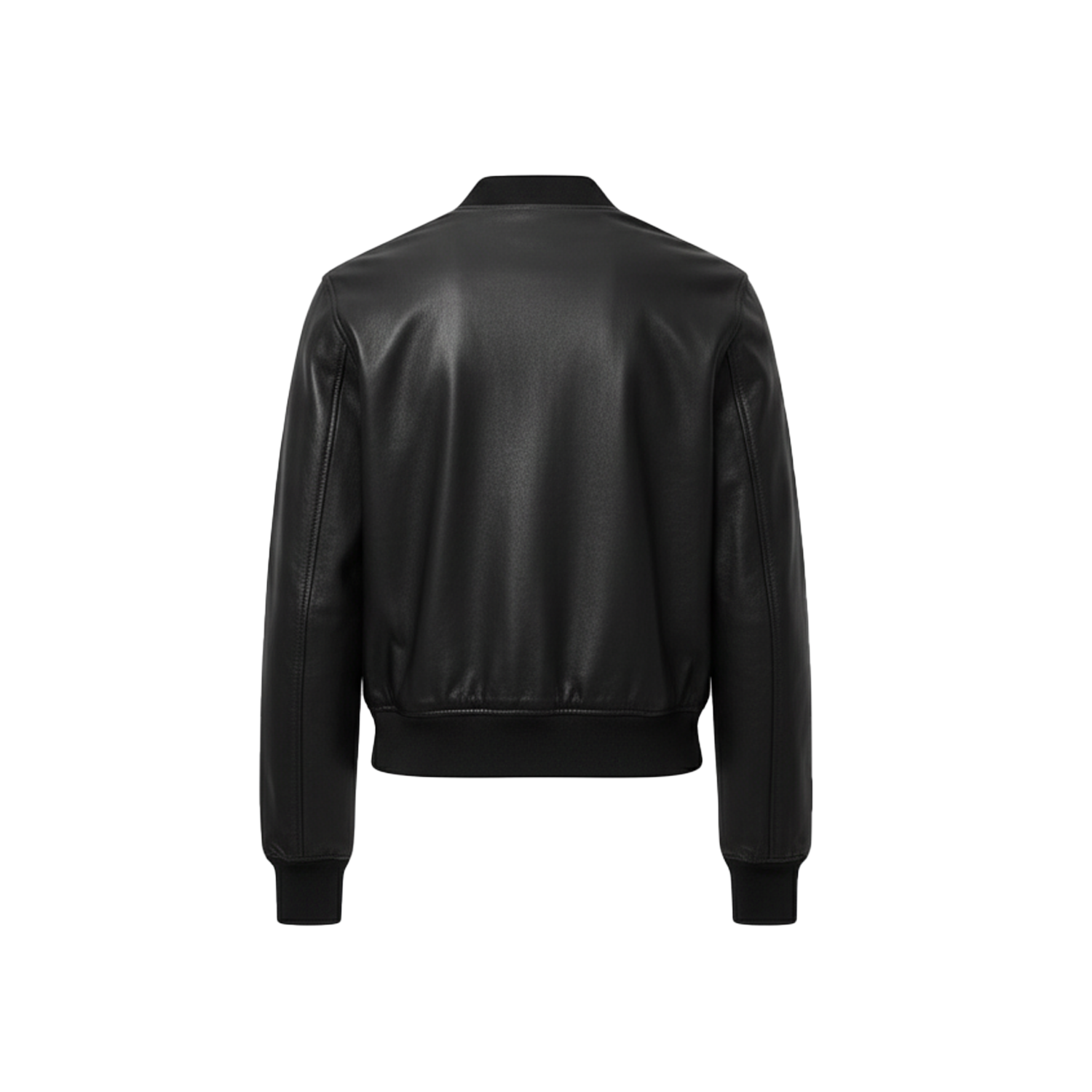 Black leather jacket on a white background