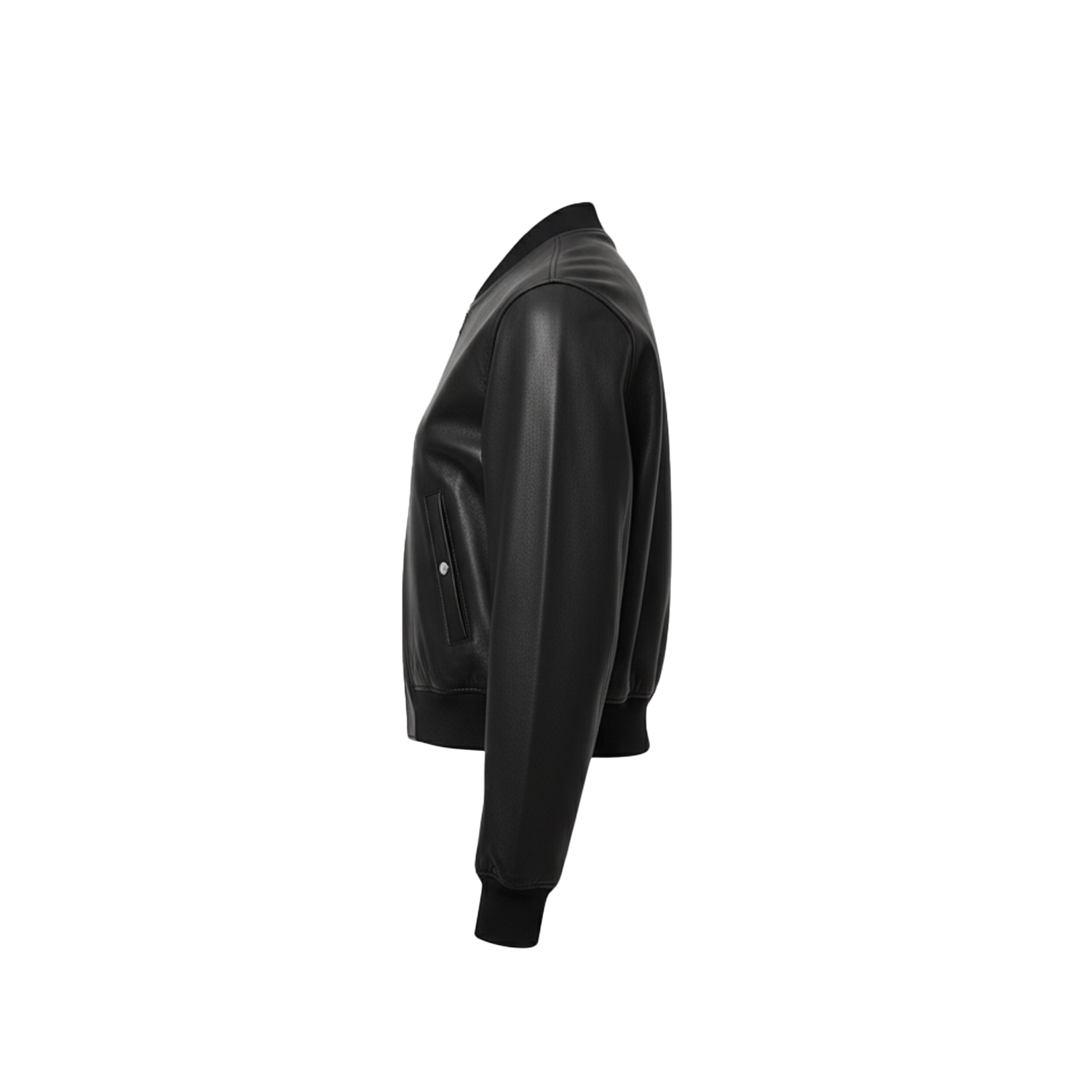 Black leather jacket on a white background