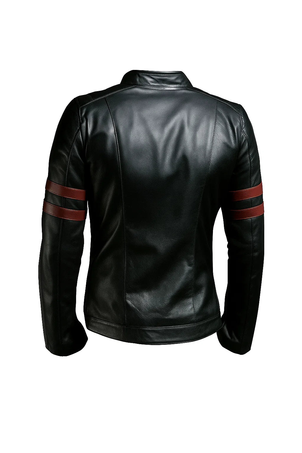 Men’s Black & Red Genuine Lambskin Leather Biker Jacket